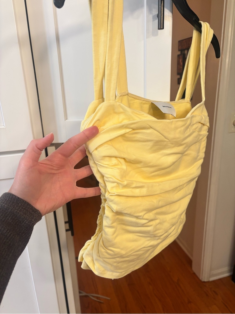 new Reformation Trish layered sweetheart neckline knit tank top in Pineapple - Picture 10 of 11